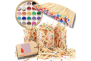 WINECRAFT 2" Rainbow TIP Safety Matches | 100 Count | Color Decorative Wooden Match (2 inches) | Refill for Matchstick Jars, Candle Display, Holders & Bottle | Striker Included