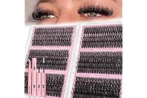 Fowendia Fluffy Lash Clusters Kit 60D 80D 100D 560PCS Cluster Lashes Kit with Lash Bond and Seal Volume Lash Extensions D Cur