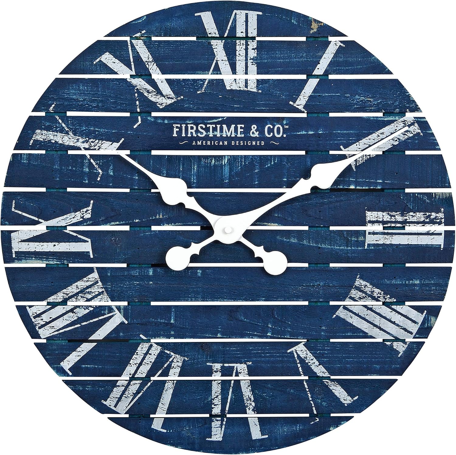 FirsTime & Co. Navy Augustus Farmhouse Shiplap Clock, American Designed, Navy, 18 x 2 x 18 inches: Home & Kitchen