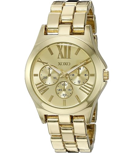 XOXO Gold-Tone Watch with Interchangeable Straps, Quartz Analog, Rhinestone Amazon.com: XOXO Women main image 3