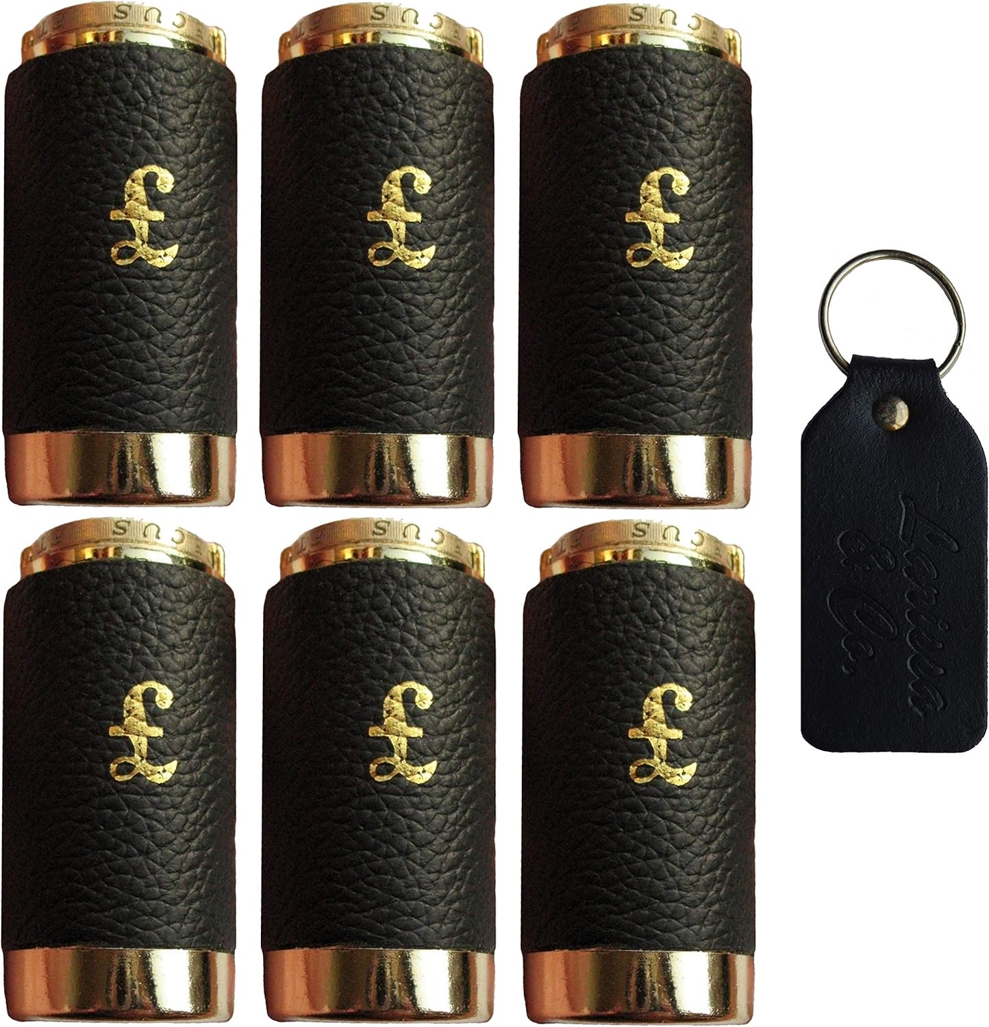 6 x One Pound £1 Coin Holder Gadget Holds Up To 15 Coins Gold & Black