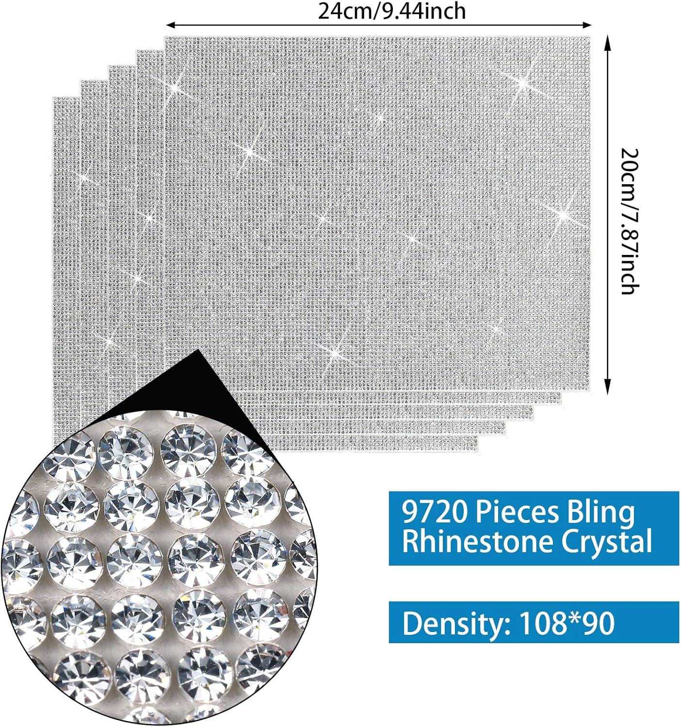 Zonon 60000 Pcs Bling Rhinestone Sheets Stickers Self-Adhesive Crystal Rhinestone DIY Glitter Diamond Resin Stickers for Home Car Cellphone Arts Crafts Decoration 5 Sheets x 12000 Pcs - Image 3