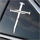 Cross with Nails Decal Vinyl Sticker Auto Car Truck Wall Laptop | White | 4