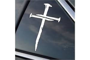 VOOL Cross with Nails Decal Vinyl Sticker Auto Car Truck Wall Laptop | White | 4" x 6"
