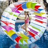 Zcaukya 65"/47" Giant Inflatable Wheel Roller, Colorful Water Rolling Wheel Float for Kids Summer Swimming Pool Parties, Rolling on The Lawn, Indoor Outdoor Fun Toys for Games Supplies