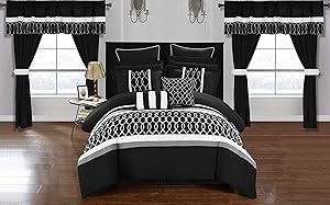 Chic Home Dinah 24 Piece Comforter Set, Queen, Black
