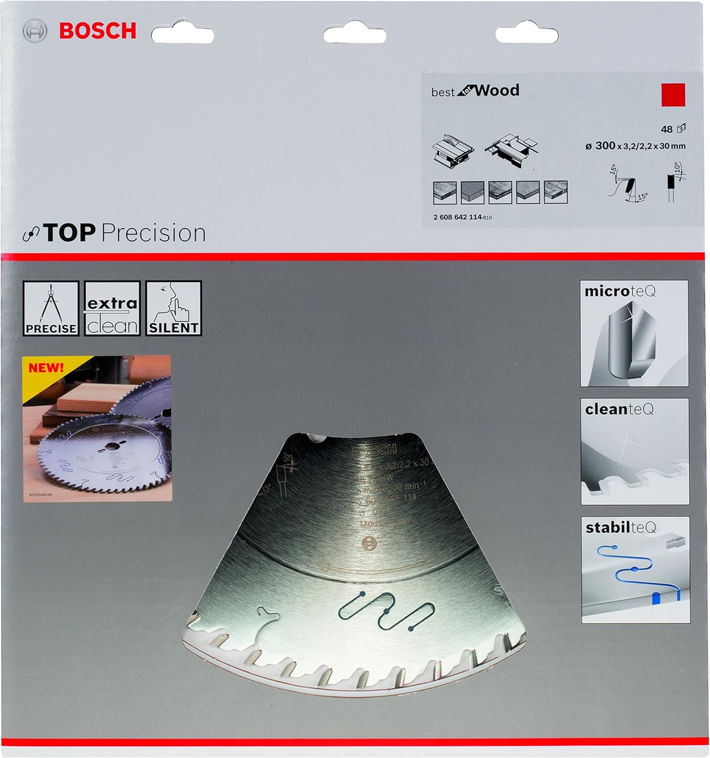 Bosch 2608642114 BSWOS 48 Tooth Top Precision Circular Saw Blade, 0 V, Silver, 300 x 30 x 3,2 mm, 48 - Image 3