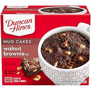 Duncan Hines Mug Cakes Walnut Brownie Mix, 4 - 2.2 OZ Pouches