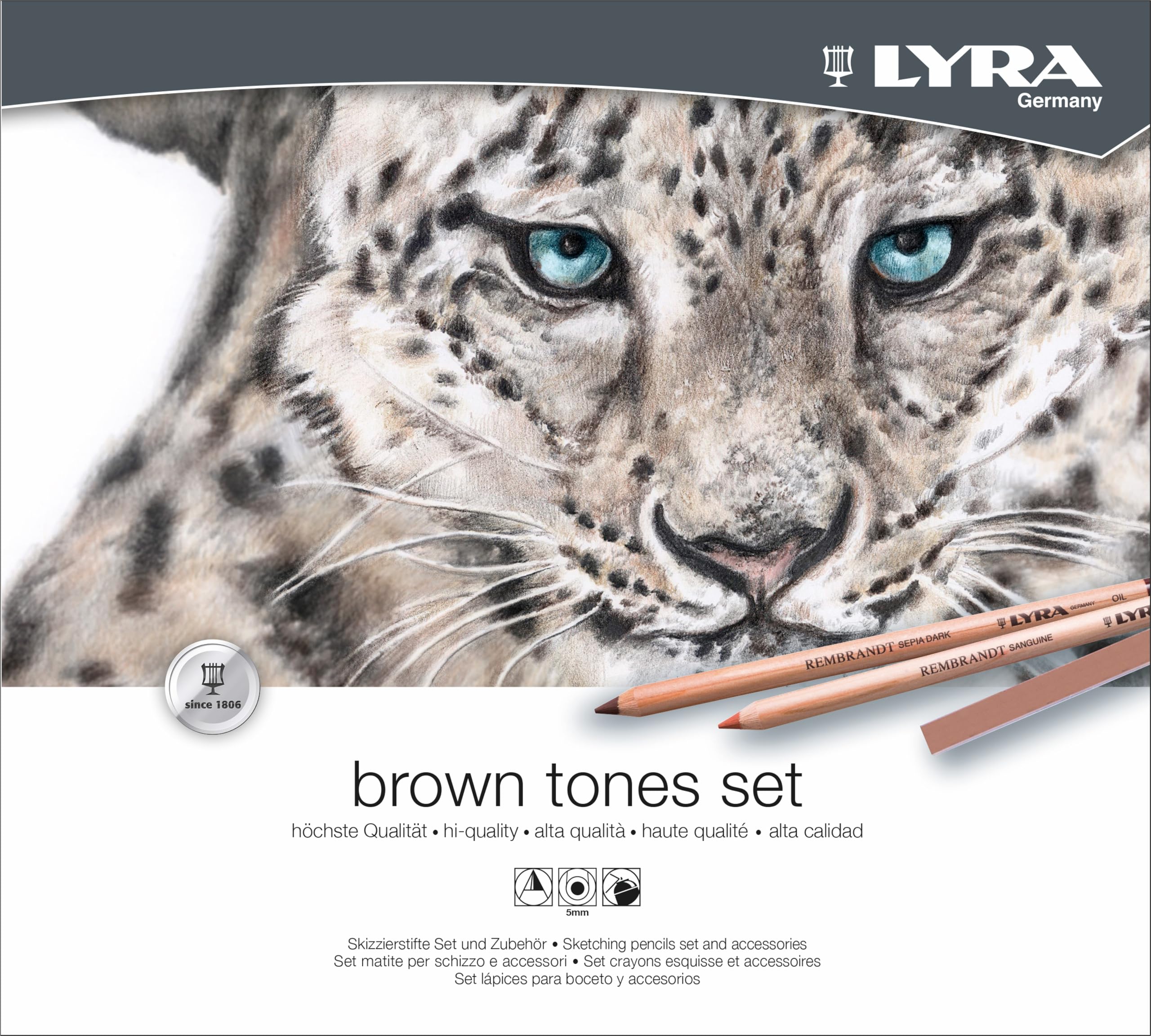LYRA Fine Art Sketching Set, 11 Brown Tones Pencils & Pastels, For Professionals & Students