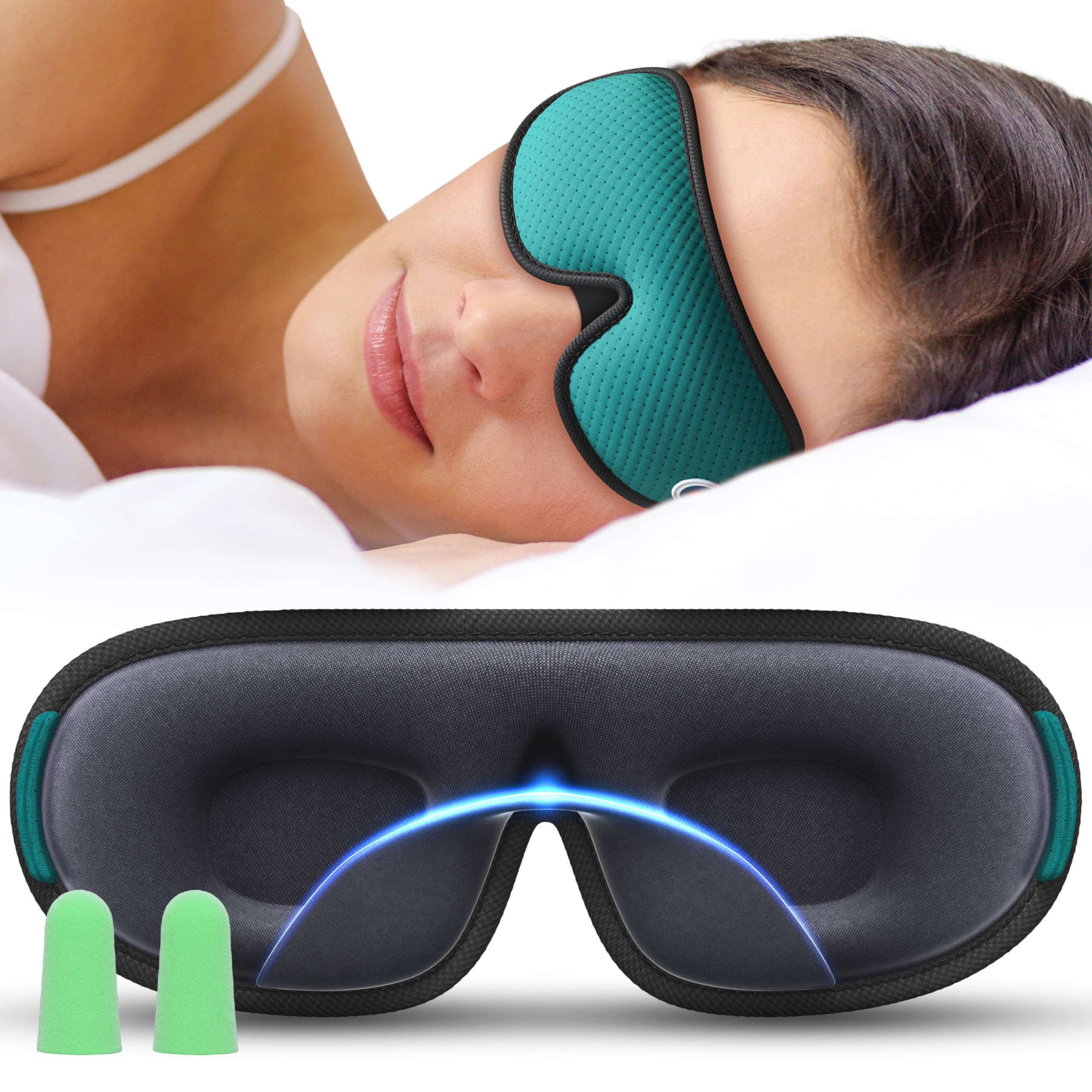 Medi Grade 100% Blackout Eye Mask for Sleeping - Breathable 3D Sleep Mask for Men and Women with Sleep Aid Zero-Eye-Pressure Technology designed for Eye Masks for Sleeping - Sleeping Mask Bag Included