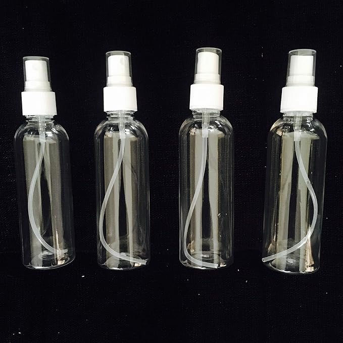 Crysta Refillable Spray Bottle, 100ml (Transparent)- Pack of 4