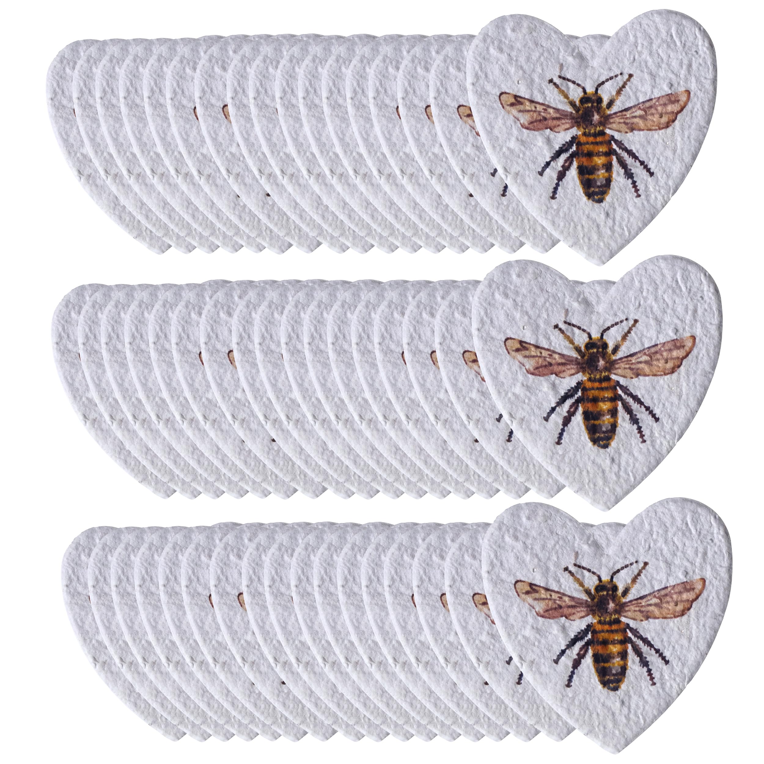 Revive a Bee Plantable Seed Paper Hearts (Pack of 50), Printed HoneyBee Wildflower Seeded Paper Rewilding Aid For Weddings, Parties, Funerals