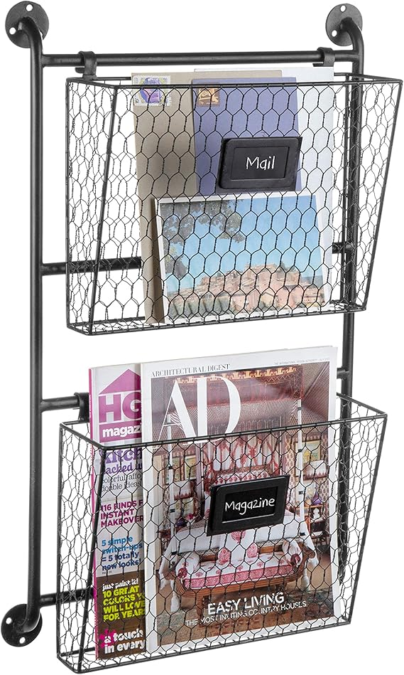 Hanging Wall File & Folder Organizer Rack with 2 Removable