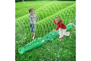 BINGKOU Water Sprinkler for Kids,Large Crocodile Inflatable Sprinkler, Kids Sprinklers for Yard,Outdoor Water Toys Spray Summer Water Play for Boys Girls Dogs Backyard