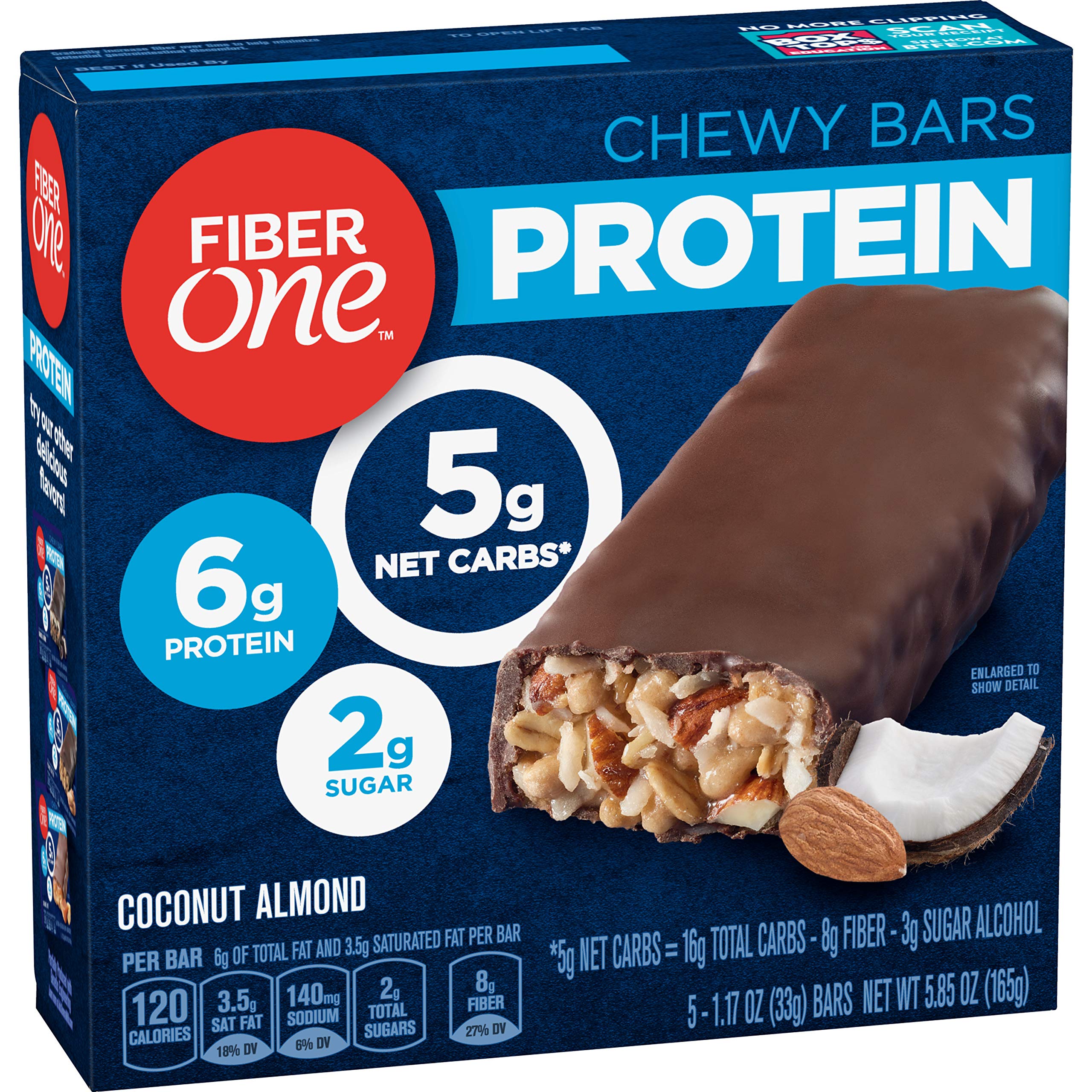Fiber One Protein Bar, Coconut Almond, Chewy Bars, 6g Protein, Snacks