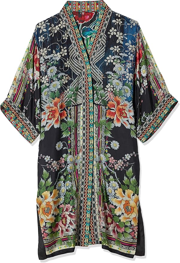 Johnny Was Women's Silk Printed and Reversible Kimono, Multi, XXL