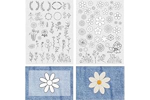 HUAHUI 78 Pcs Water Soluble Embroidery Patterns Stabilizers, Stick and Stitch Embroidery Transfers Paper Tear Away Embroidery Stabilizers with Flower Patterns for Embroidery Hand Sewing Lover (Flower)