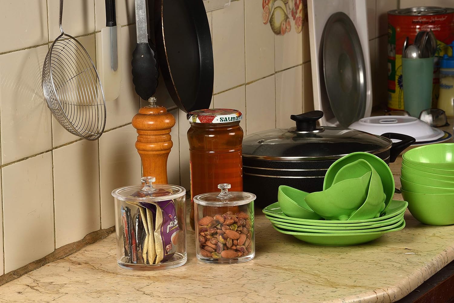 Great Home Decor Pieces Pack of Two Plastic Jars Bath Bomb Holder