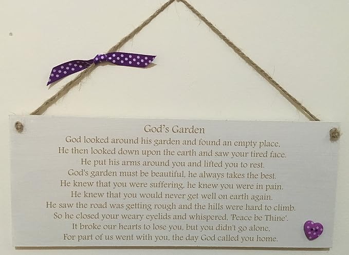 God's Garden poem quote Memorial Heaven Sympathy Gift Shabby Chic