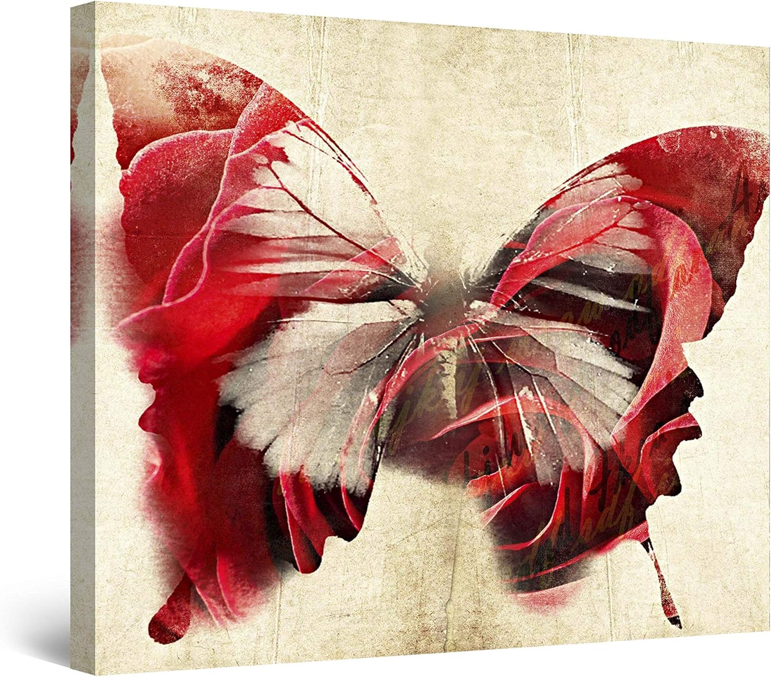 Startonight Canvas Wall Art Red Butterfly, Butterfly Framed Wall Art