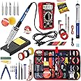 Soldering Iron Kit, 60W Soldering Iron Adjustable Temperature 30-in-1, 5 Solder Tips, Digital Multimeter, Solder Wire, Paste, Desoldering Pump, Tweezers for Electronics Hobby Enthusiast 110V US Plug