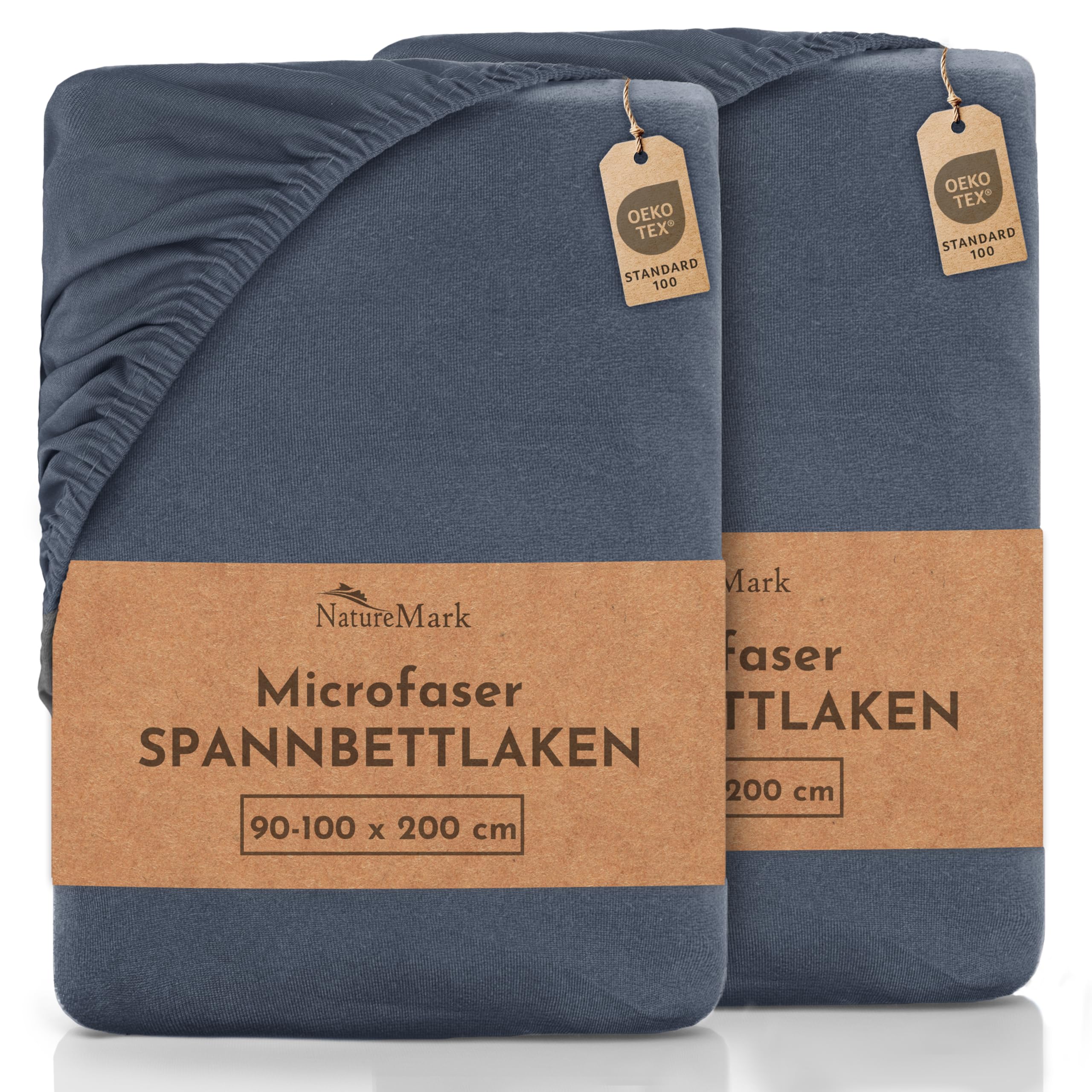 NatureMark Mikrofaser SPANNBETTLAKEN 2er Pack zum Sparpreis! viele Größen und Farben Markenware (Bettlaken 90x200-100x200 cm, Anthrazit Grau)