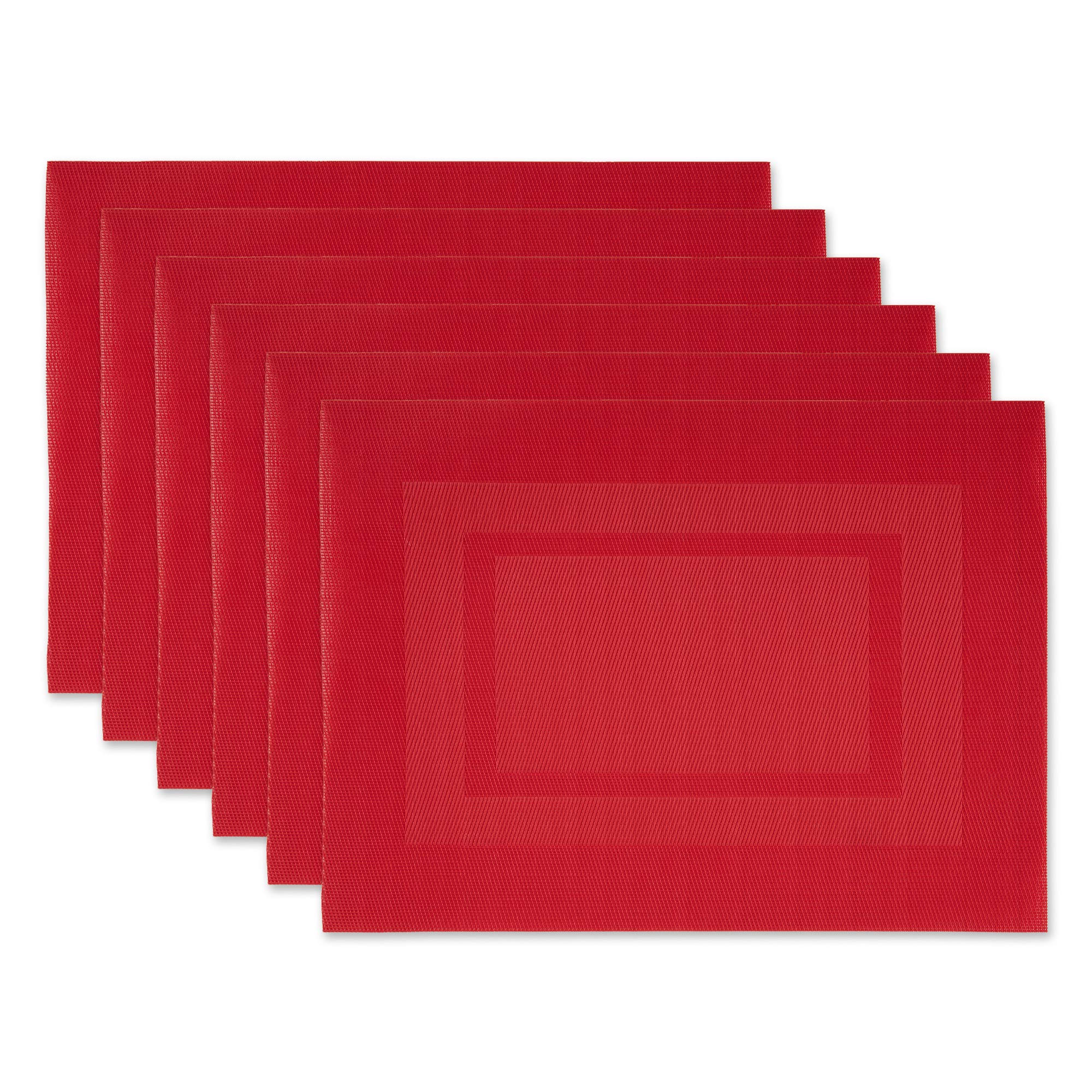 DII Woven Indoor Outdoor, Polyvinyl Chloride, Tango Red, Placemat Set, 13x17.25