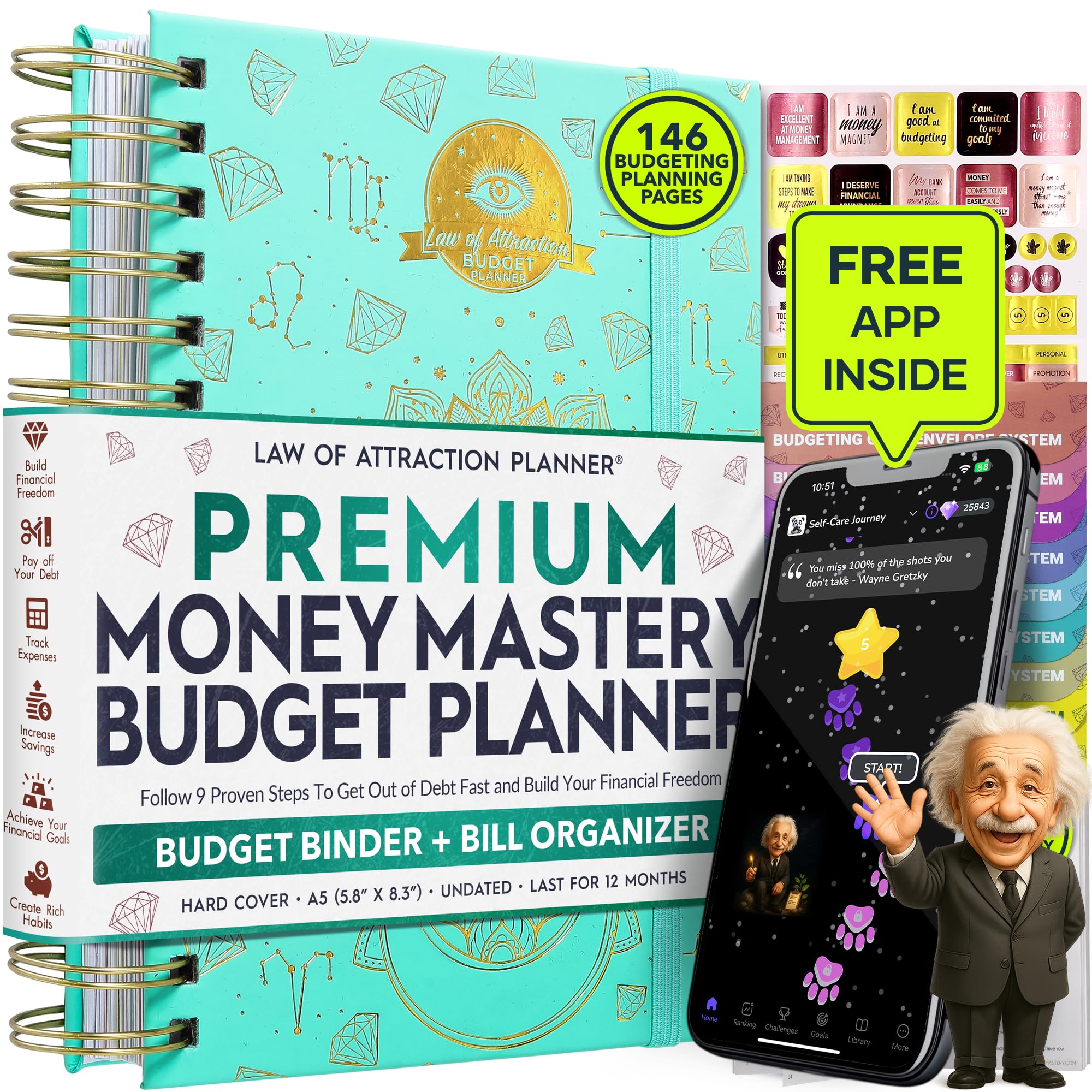 Budget Planner and Monthly Bill Organizer + Cash Envelope Buget Sytem | Finance Planner, Bill Payment Tracker & Money Saving with Panduo App | Money Mindset Journal for Attracting Financial Abundance