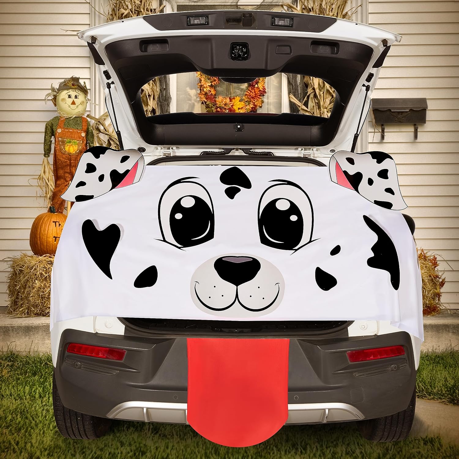 Garage Door Decorations - JOYIN Halloween Trunk or Treat Car Decorations Kit with Dalmatian Doggy Design, Car Archway Garage Decoration with Dalmatian Dog Paper Board and PE Tablecloth for for Halloween Decoration Garage Decor