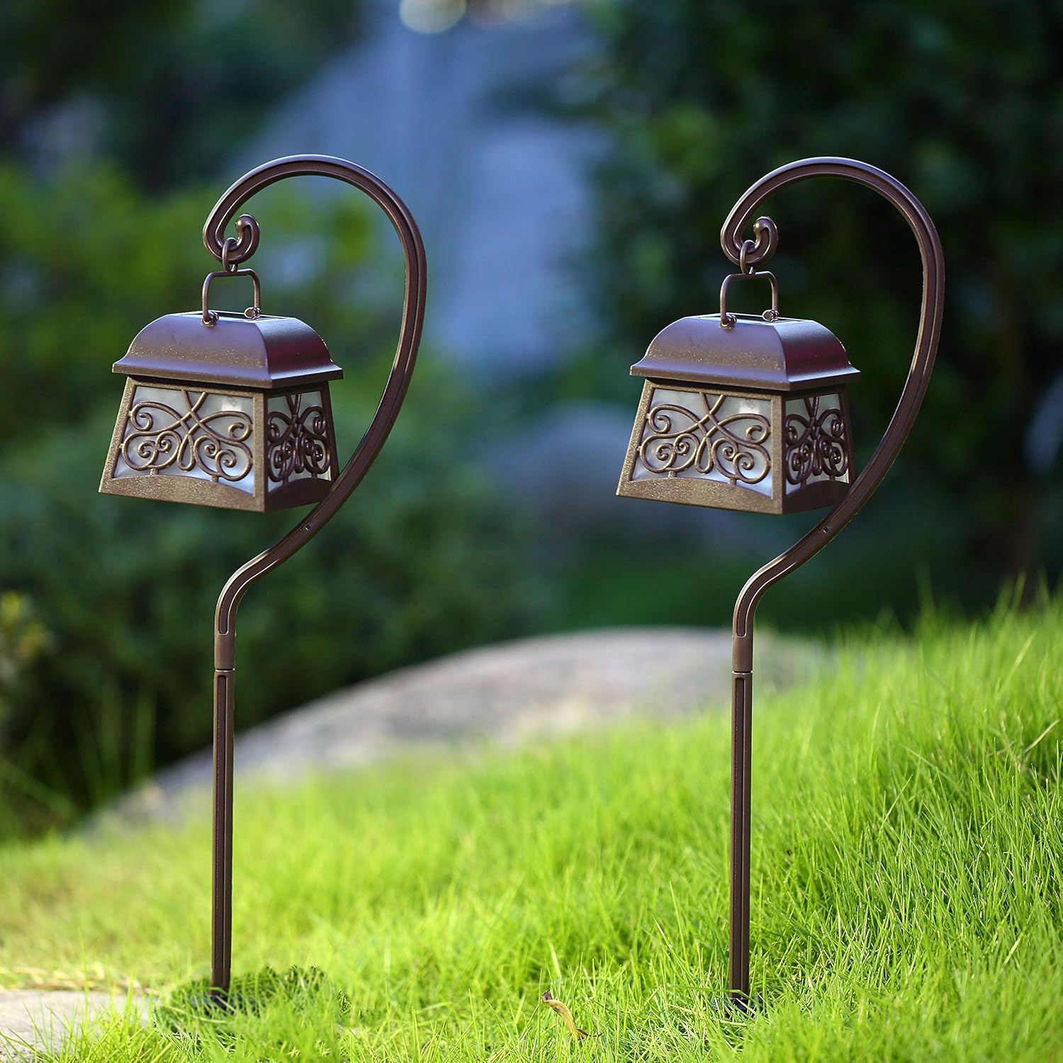 4 Pack Maggift 22 Inch Hanging Solar Lights Multipurpose Shepherd Hook