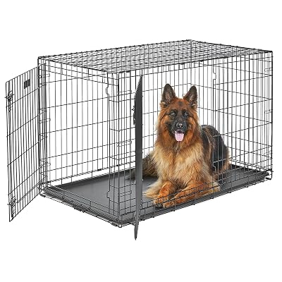 MidWest Homes for Pets 48-Inch LifeStages Crate for Extra-Large Breeds, 90-110 lbs, Double Door Folding Dog Crate with Divider Panel, Leak-Proof Tray & Secure Latch, Heavy-Duty & Easy to Assemble