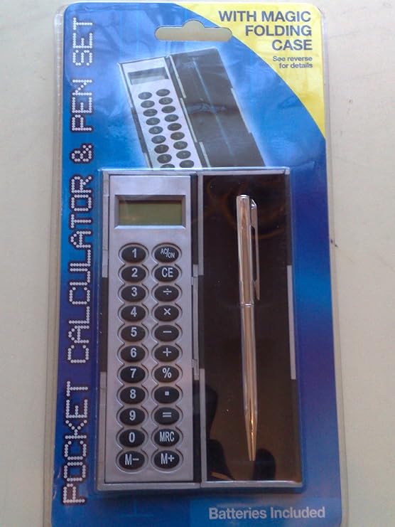 Pocket Calculator & Pen Set (With Magic Folding Case) Amazon.co.uk