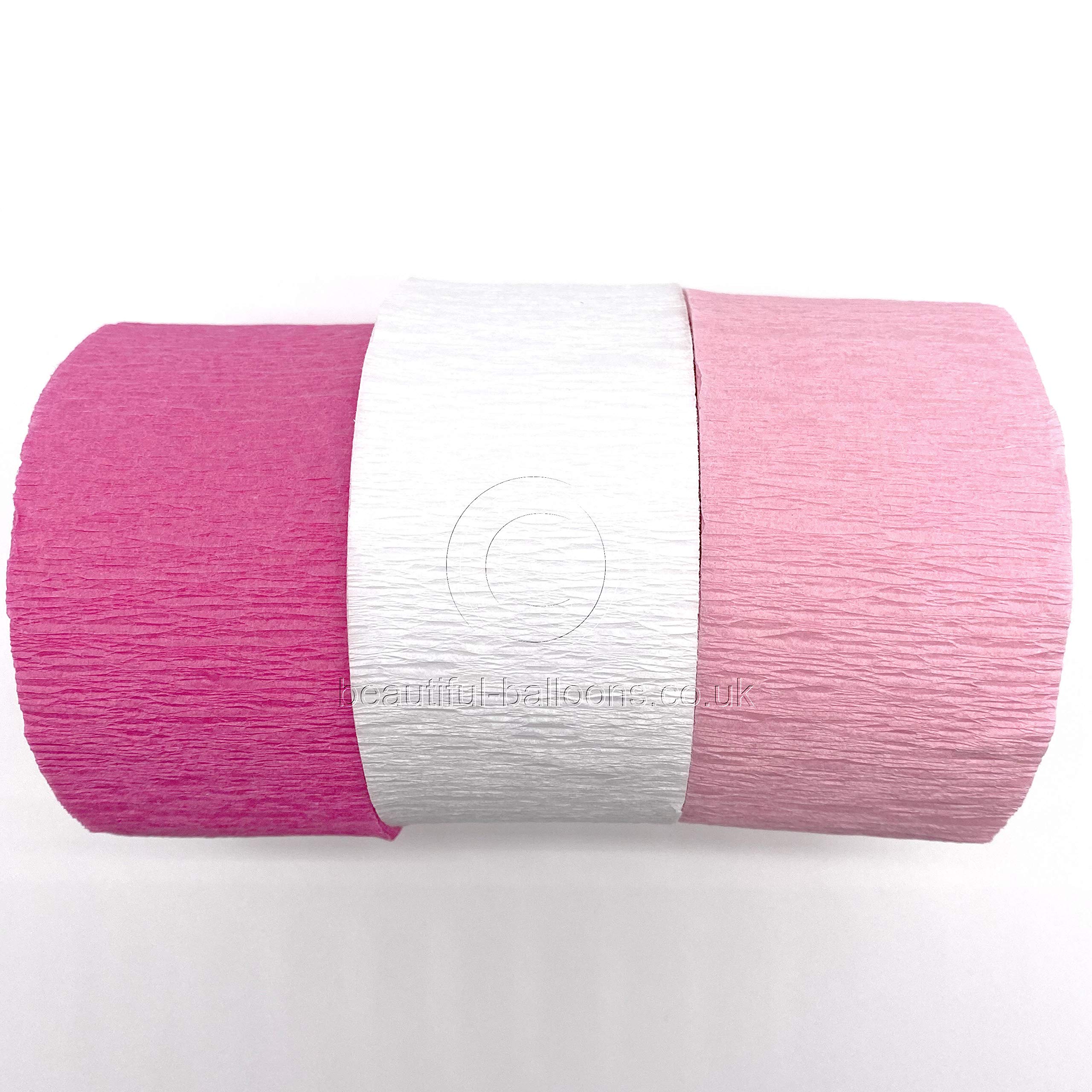 Beautiful Balloons Crepe Paper Pretty Pink Kit - Hot Pink, Pale Pink & White! Perfect for Birthdays & Baby Showers and Breast Cancer Awareness events