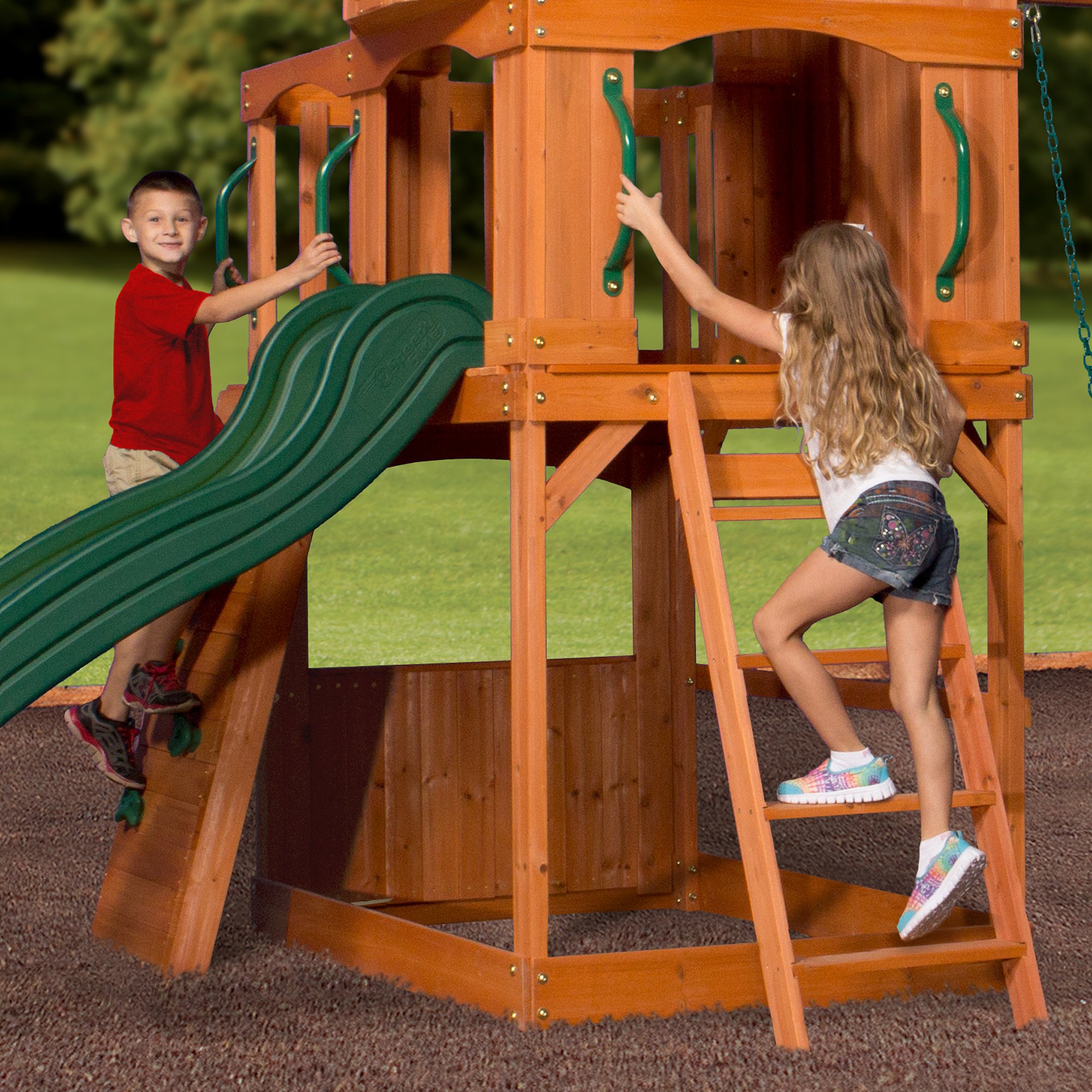 Backyard Discovery Atlantis All Cedar Wood Playset Swing Set on Galleon