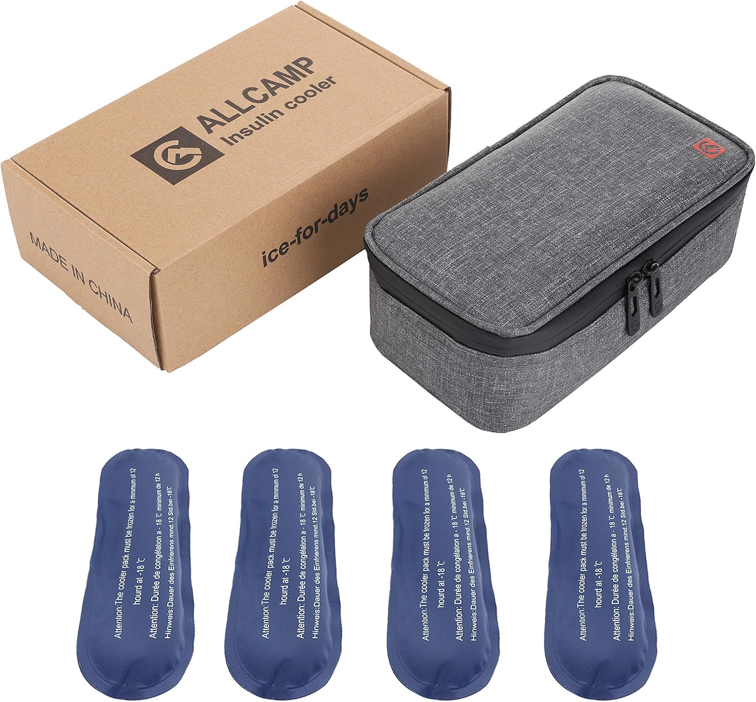 ALLCAMP Insulin Cooler Travel Bag for Diabetic Organize Medication with 4 Ice Packs (TPU): Health & Personal Care