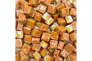LAETAFOOD Caramel Cubes Candy | 1 Pound Bag - Approx. 75 Count | Green Apple Filling | Individually Wrapped