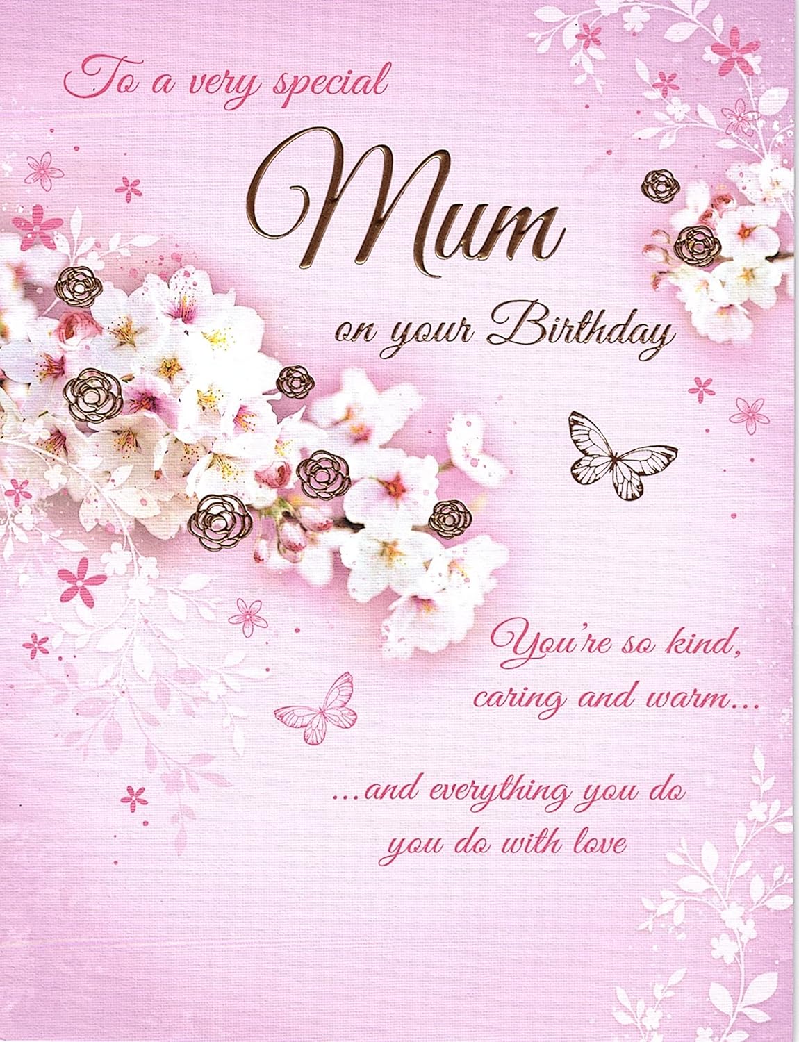 For A Special Mum Birthday Card - Size 6" X 9", Pink, 6 x 9 inch