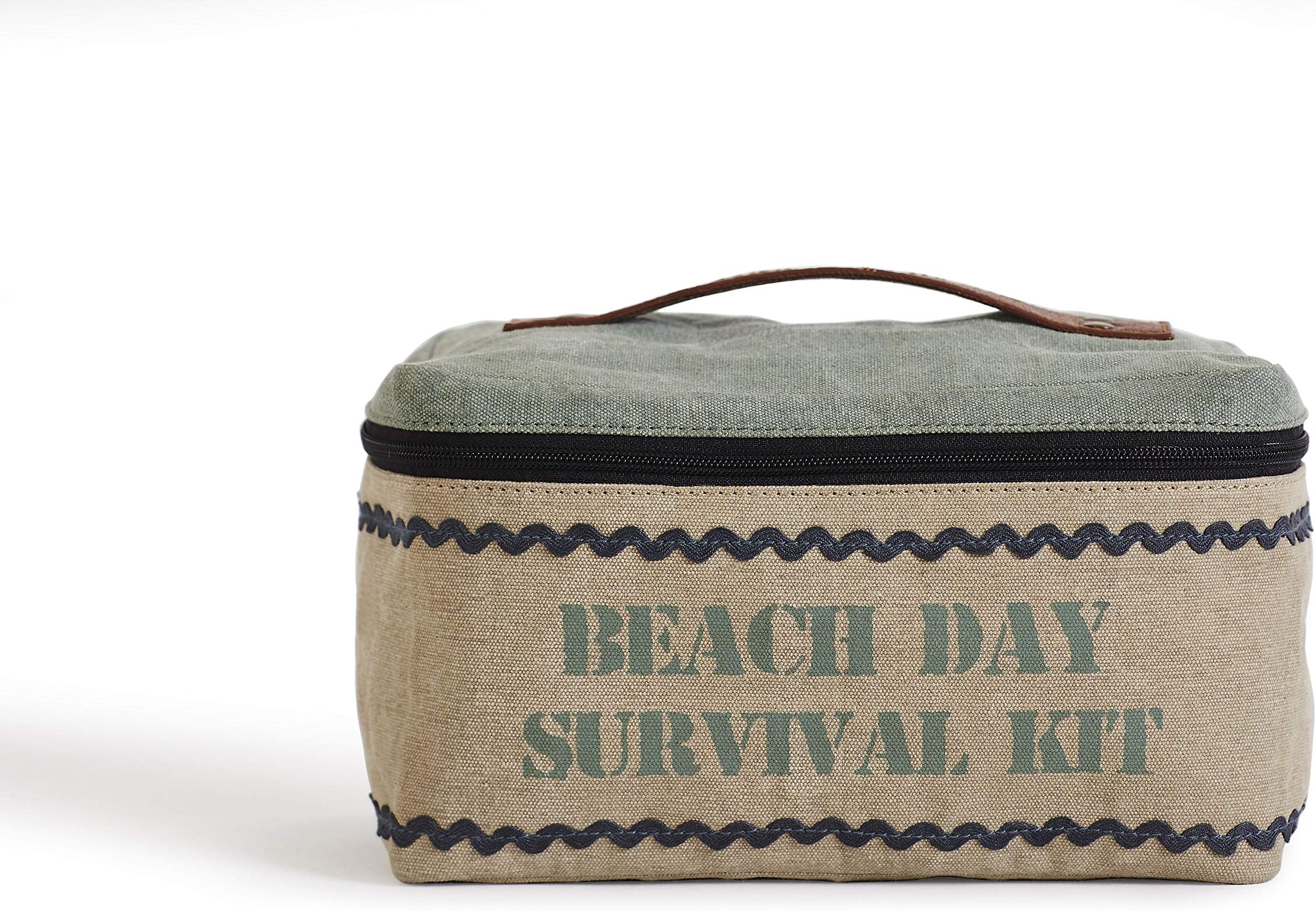 Mona B. Beach Day Upcycled Canvas Toiletry Bag Dopp Kit with Vegan Leather Trim ML-5516