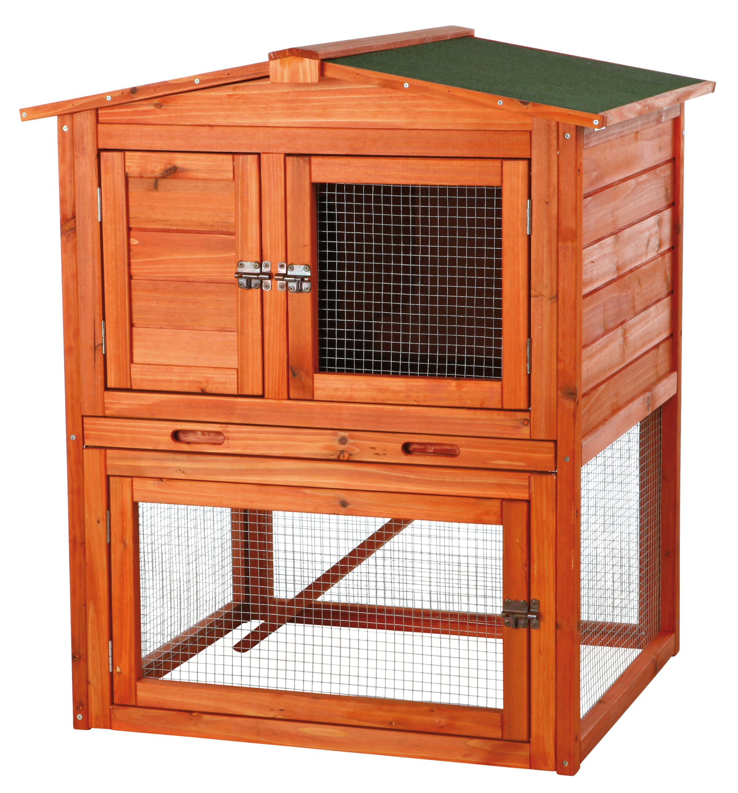 TRIXIE Natura Rabbit Hutch with Outdoor Run, Ramp, Hinged Roof with Locking Arms, Rabbits