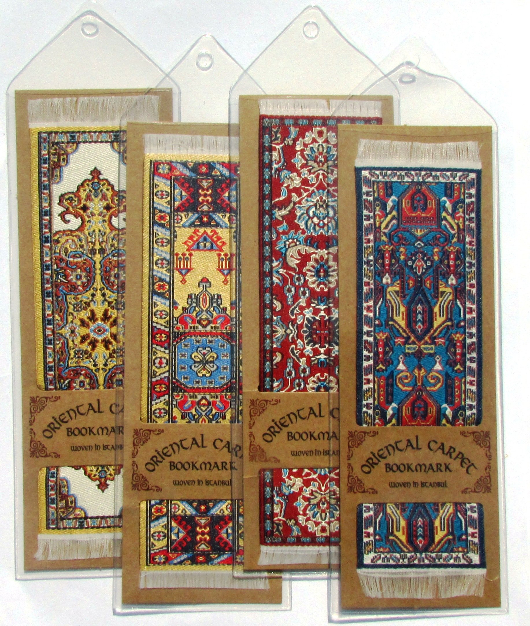 FOLIO by fun-n-nuf inc. Oriental Rug Carpet Bookmarks (Set of 4) Assorted Designs - Beautiful, Elegant, Woven Cloth Bookmarks!
