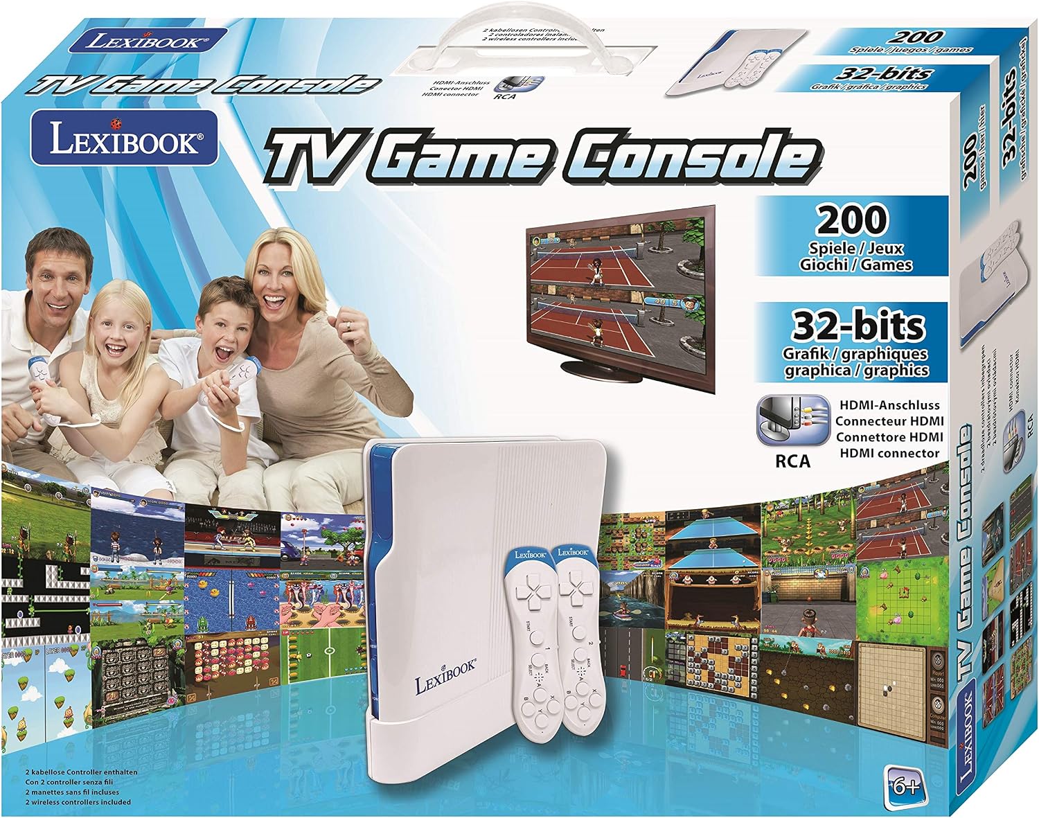 LEXIBOOK TV Console, 200 Games, 32-bit, USB-C Adapter, White/Blue, JG7430 - Image 3