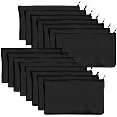 15 Pack Blank Cotton Canvas DIY Craft Zipper Bags Pouches Pencil Case for Makeup Cosmetic Toiletry Stationary Storage