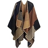 MissShorthair Women's Printed Shawl Wrap Fashionable Open Front Poncho Cape, Gift for Women
