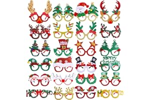 Aneco 24 Pack Christmas Costume Glasses Frames - Party Glitter Ornaments, Santa Snowman Eyewear for Creative Funny Christmas Party
