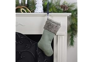 Northlight Burlap Christmas Stocking with Faux Fur Cuff - 20" - Green