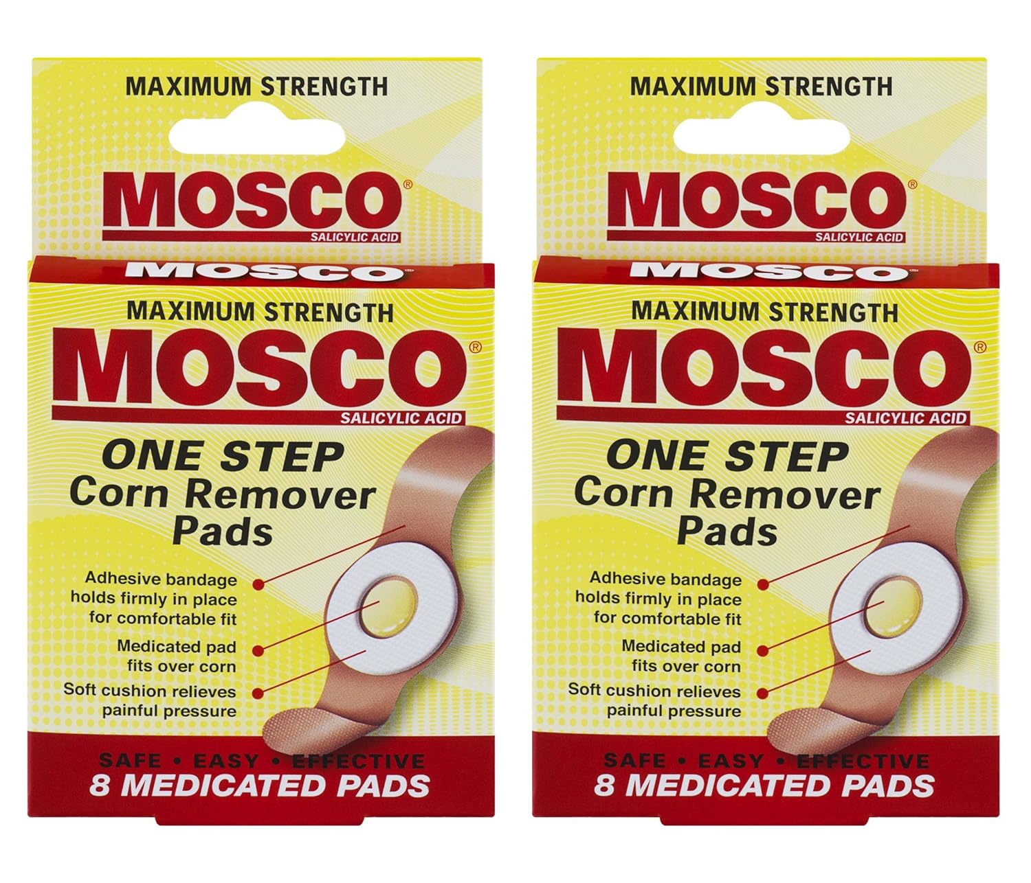 Mosco One Step Medicated Corn Remover Pads, Maximum Strength, 8-Count per Pack (2-Packs) : Beauty
