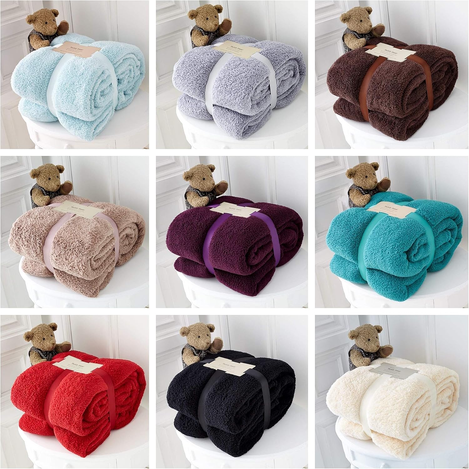 Luxury Super Soft Teddy Bear Throws Cuddly Thick Warm Sofa Bed Blanket