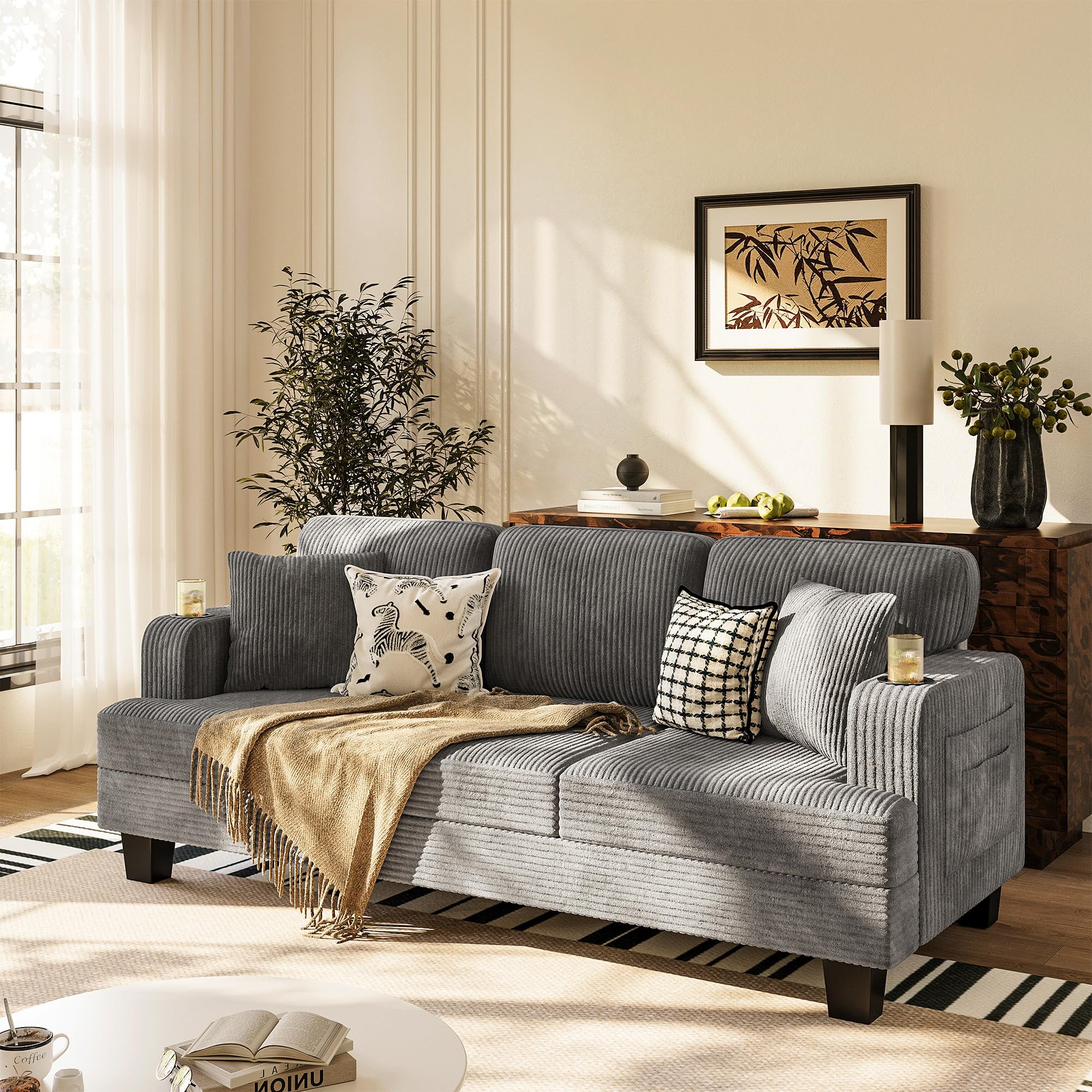 Photo 1 of *****MISSING PARTS SELLING AS IS Homall Couches for Living Room, 83" Couch with Soft Deep Seats, Modern Sofa 3 Seater in Corduroy for Apartment, Bedroom (Slate Gray)