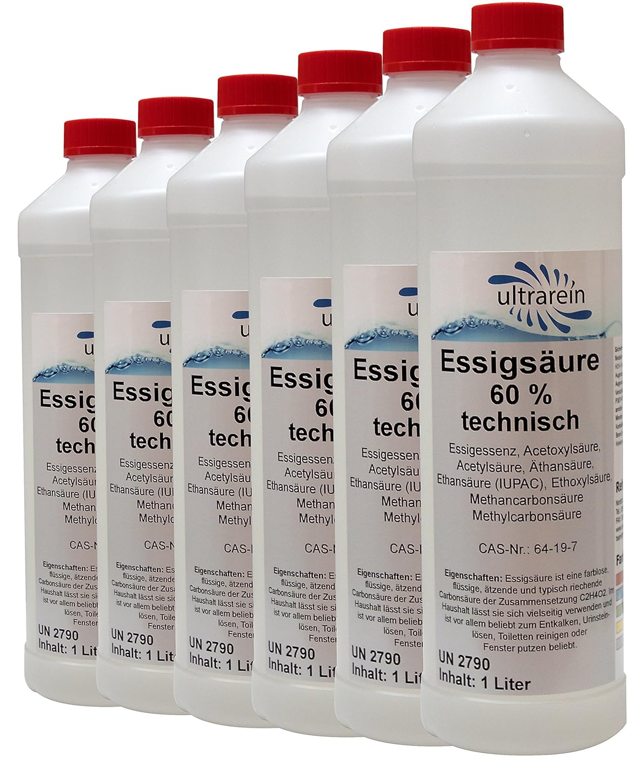 6 x 1liter Vinagre Acid 60% * pura como Vinagre de esencia para ...