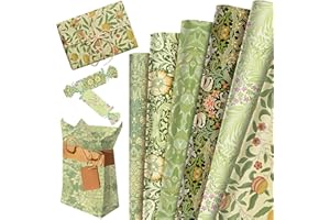 JeVenis 12 Sheets Floral William Morris Wrapping Paper Greenery Gift Wrap Paper Decorative Art Paper for DIY Crafts Birthday 